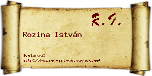 Rozina István névjegykártya